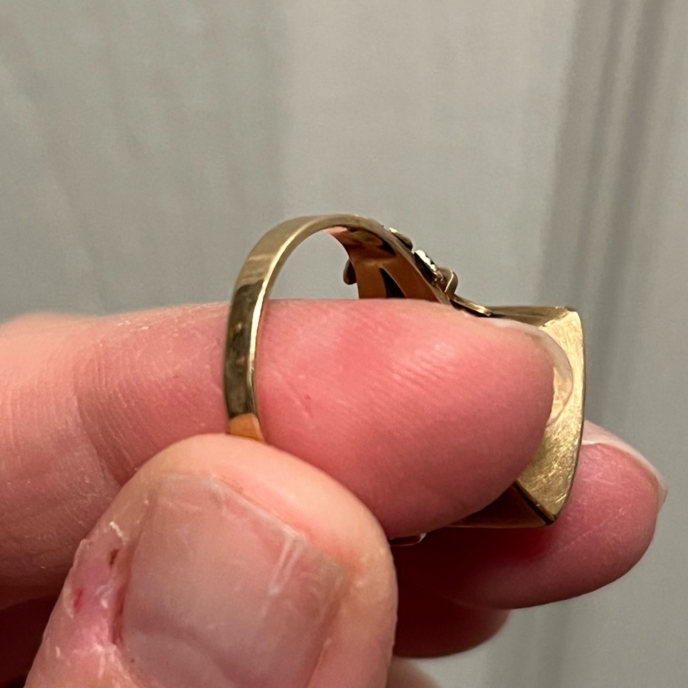 Antique 10K Gold Bloodstone Tablet Signet Ring- 5.5 size & 4.84 Grams - Picture 8 of 12